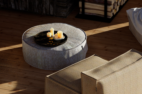 Roolf Living Silky Rundpouf grau